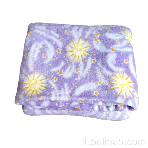 Coperte in pile di velluto corallo stampato brillante